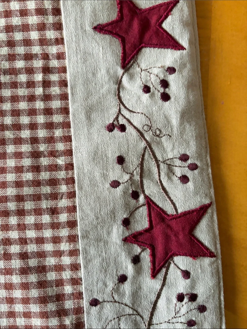 Unbranded Red Star Embroidered Kitchen Towel - Rustic Farmhouse Style